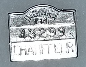 Indiana 1941 licensed chauffeur badge